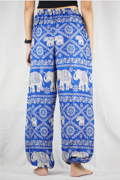 Drawstring Pants - Classic Elephant, Blue