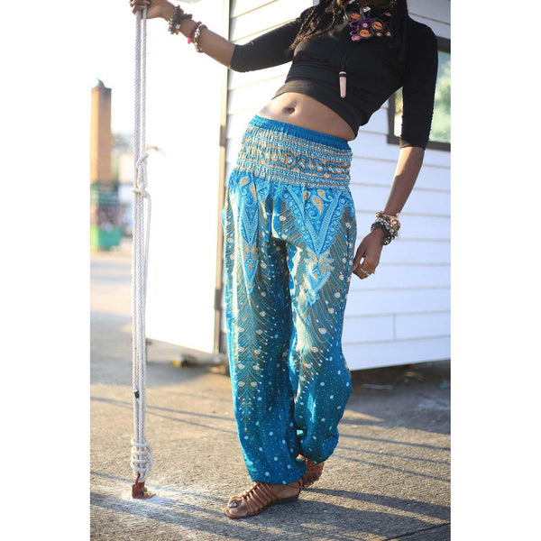 Gypsy Pants - Peacock Feather, Teal - Wanderlust Apparel SA